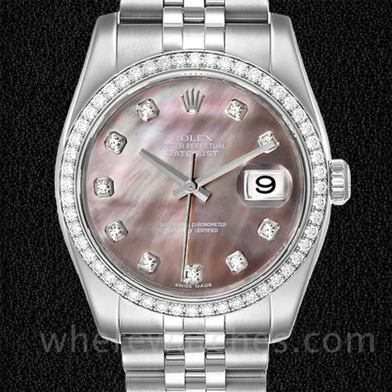 Rolex Datejust Pour des hommes 116244BKMDJ Nacre Argenté