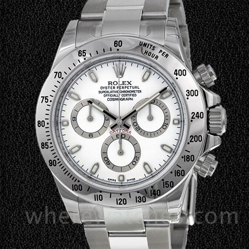 Rolex Daytona 116520-WSO Pour des hommes Cadran Blanc Argenté Automatique