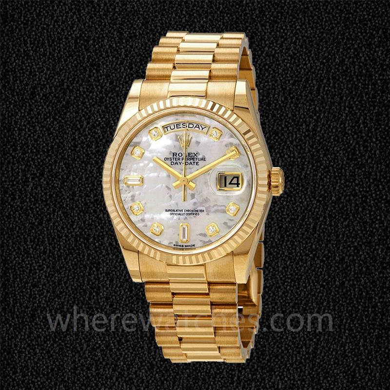Rolex Day-Date 118238MDP Pour des hommes Bracelet Cadran Nacre Blanche 36mm – Image 2