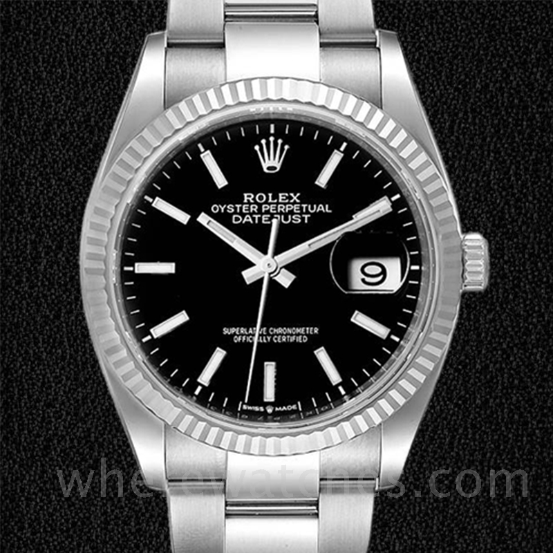 Rolex Datejust 126234BKSO Pour des hommes Argenté 36mm Oysterlock