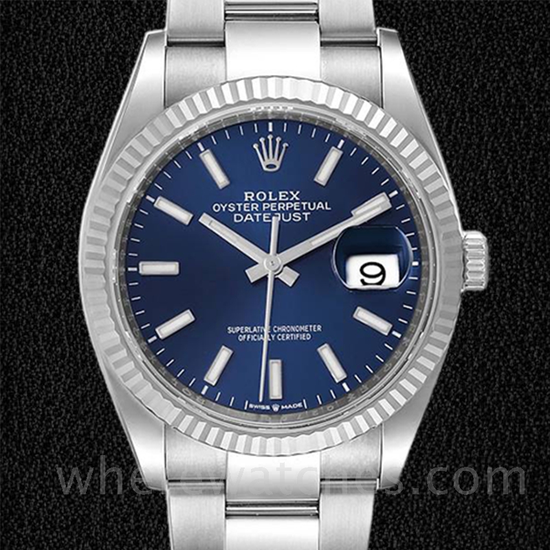 Rolex Datejust 126234BLSO Pour des hommes 36mm Oysterlock Argenté