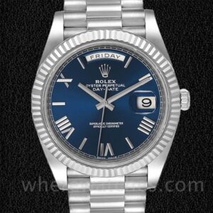 Rolex Day-Date Pour des hommes 228239BLRP Argenté Cadran bleu 40mm