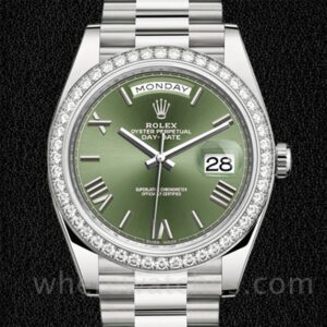 Rolex Day-Date 228349GNRP Pour des hommes Bracelet Cadran vert