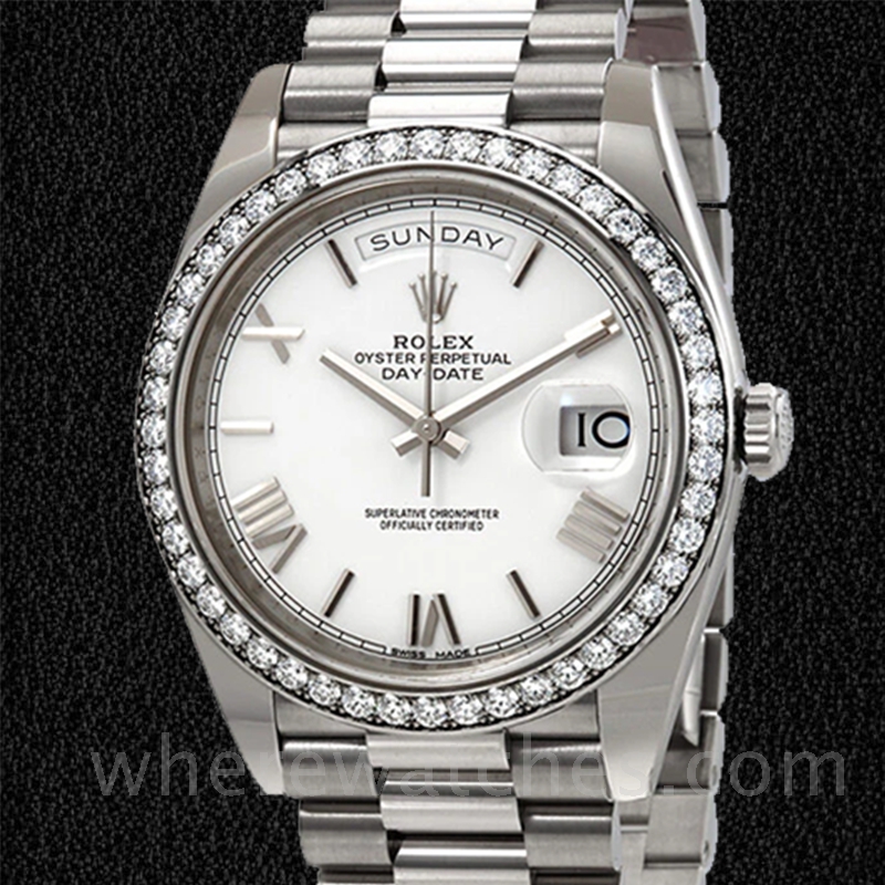 Rolex Day-Date 228349WRP Pour des hommes Argenté Cadran blanc
