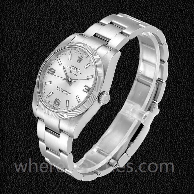 Rolex Air-king 114210SSO Pour des hommes 36mm Bracelet Huître Argenté – Image 3