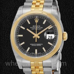 Rolex Datejust 116203BKSJ Pour des hommes 36mm Regardez Cadran noir