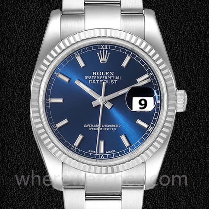 Rolex Datejust Pour des hommes 36mm 116234BLSO Automatique Argenté