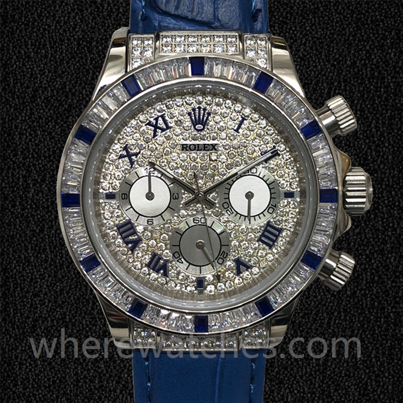 Rolex Daytona 40mm Pour des hommes 116599-12SA Cadran pavé de diamants Argenté