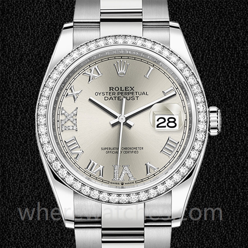 Rolex Datejust Dames m126284rbr-0022 36mm Argenté Regardez