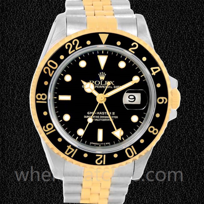 Rolex Gmt Master 40mm 16713BKSJ Pour des hommes Bracelet Jubilé Cadran noir
