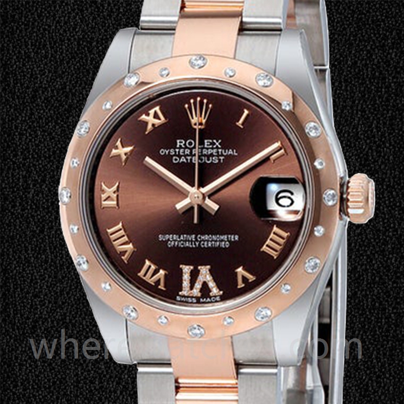 Rolex Datejust 31mm Dames 178341-72161 Doré rose Cadran Chocolat