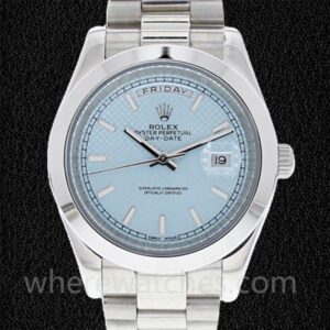 Rolex Day-date 40mm m228206-0004 Pour des hommes Cadran bleu Argenté