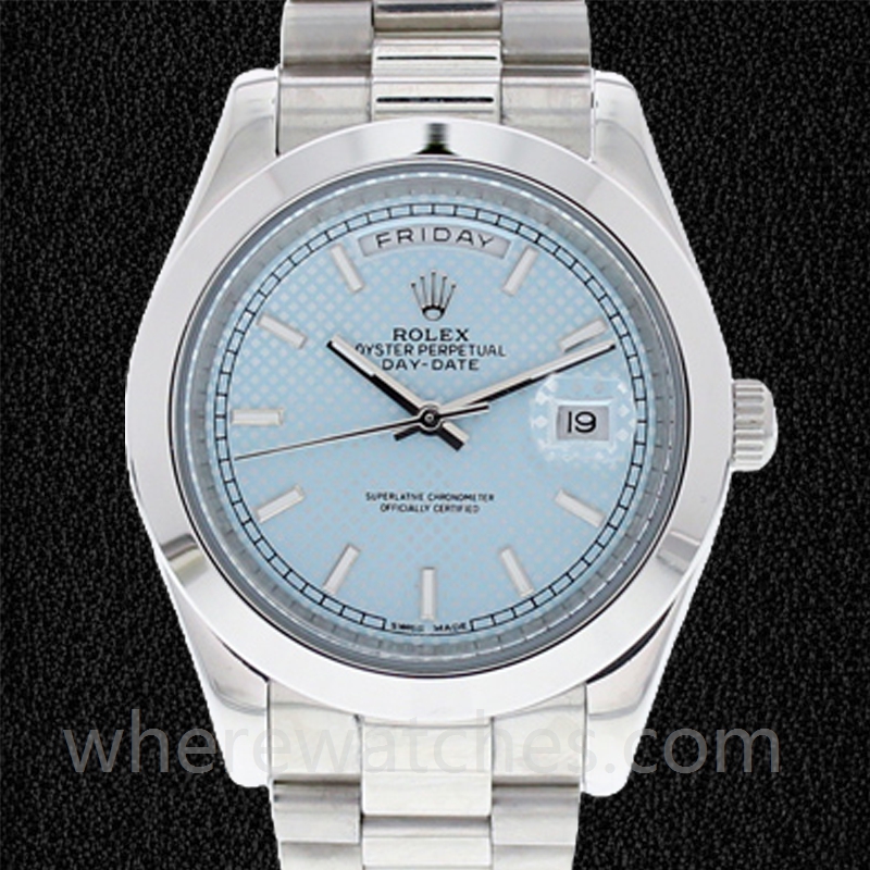 Rolex Day-date 40mm m228206-0004 Pour des hommes Cadran bleu Argenté