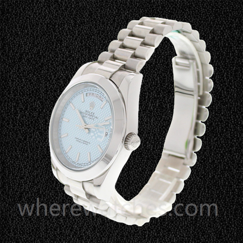 Rolex Day-date 40mm m228206-0004 Pour des hommes Cadran bleu Argenté – Image 3