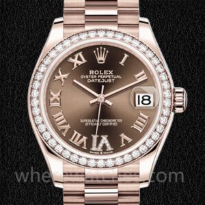 Rolex Datejust Dames 31mm m278285rbr-0016 Doré rose Cadran Chocolat