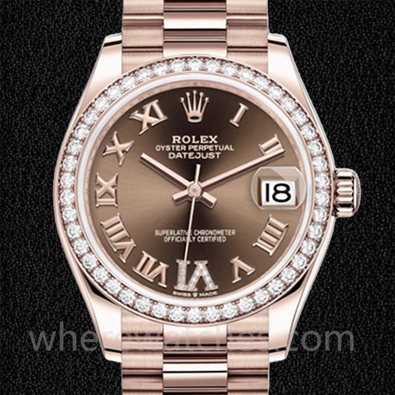 Rolex Datejust Dames 31mm m278285rbr-0016 Doré rose Cadran Chocolat