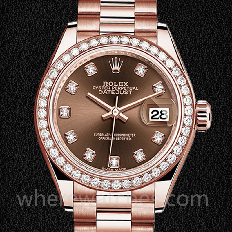 Rolex Datejust 279135rbr-0017 Dames 28mm Doré rose