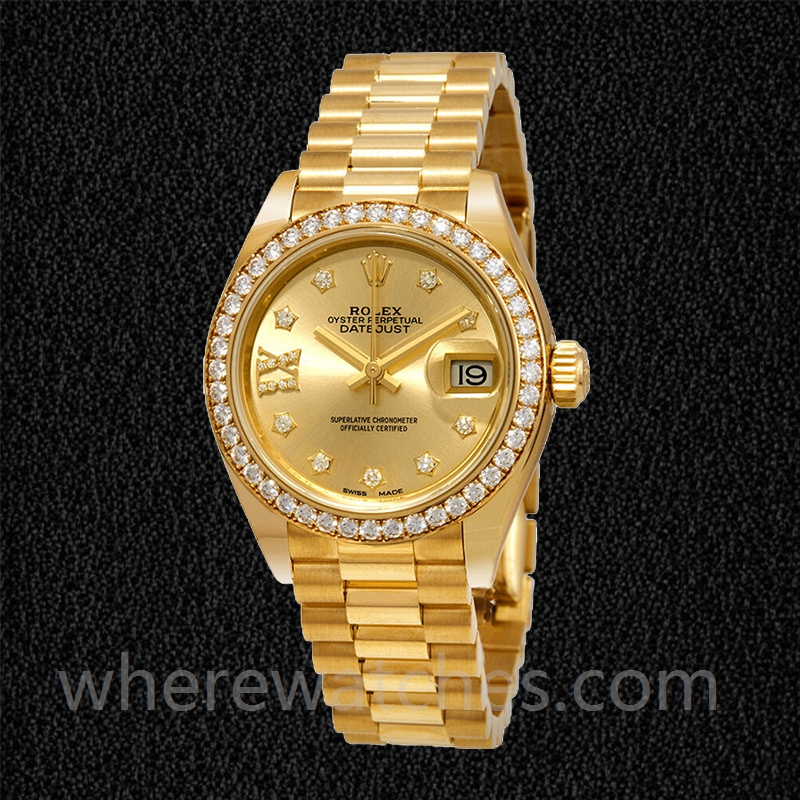 Rolex Datejust m279138rbr-0006 28mm Dames Président Bracelet/Bracelet Jubilé Cadran Diamant Champagne – Image 2