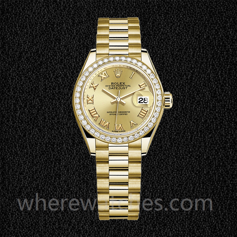 Rolex Datejust 28mm m279138rbr-0021 Dames Cadran Champagne Président Bracelet – Image 2