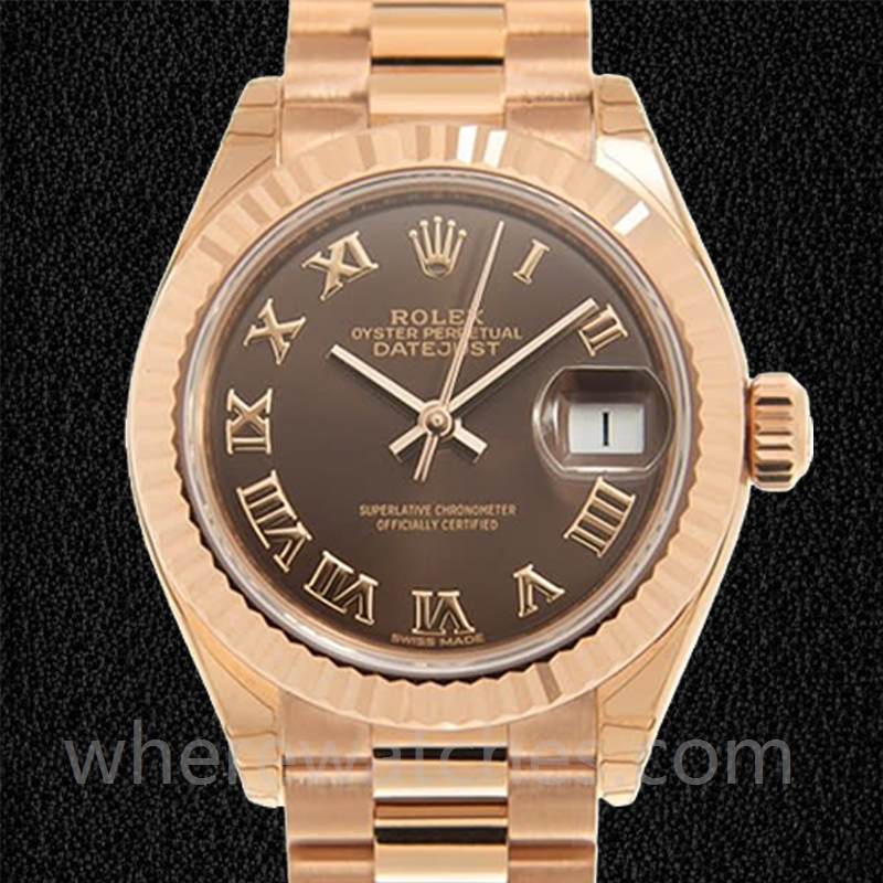 Rolex Datejust 28mm Dames m279175-0014 Automatique Doré rose