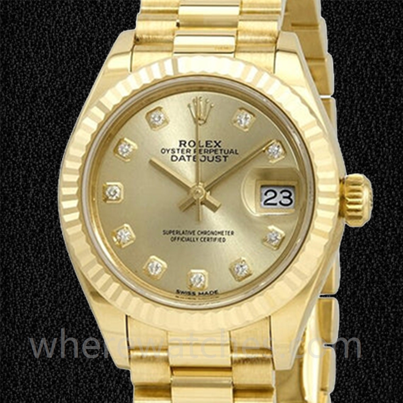 Rolex Datejust 28mm m279178-0017 Dames Cadran Champagne Ton d'or