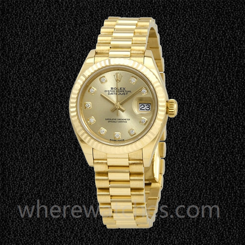 Rolex Datejust 28mm m279178-0017 Dames Cadran Champagne Ton d'or – Image 2