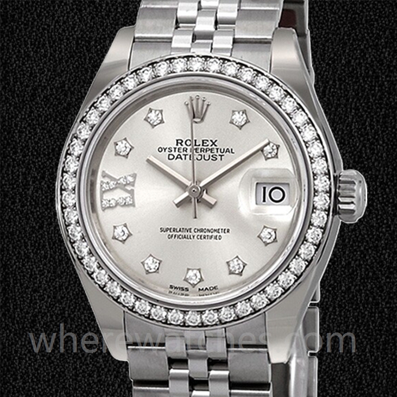 Rolex Datejust 28mm m279384rbr-0021 Dames Cadran Argent Diamant