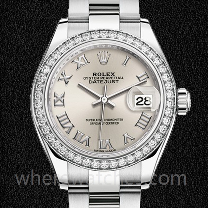 Rolex Datejust 28mm m279384rbr-0010 Dames Cadran argenté