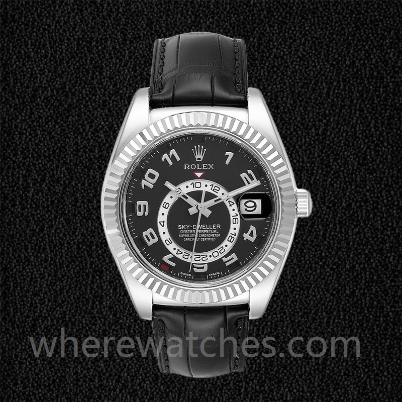Rolex Sky-dweller 41mm 326139BKAL Pour des hommes Bracelet en cuir Cadran noir – Image 2