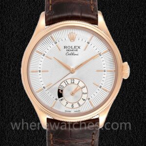 Rolex Cellini m50525-0008 Pour des hommes 39mm Bracelet en cuir Doré rose