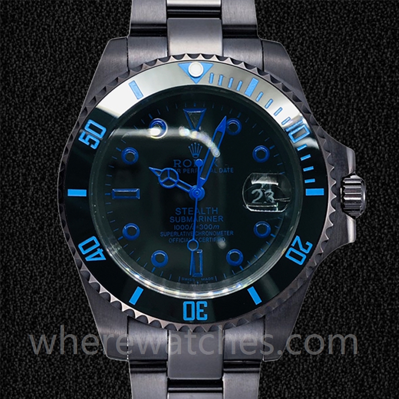 Rolex Submariner 40mm Pour des hommes BLSTEALTH Ton noir Automatique