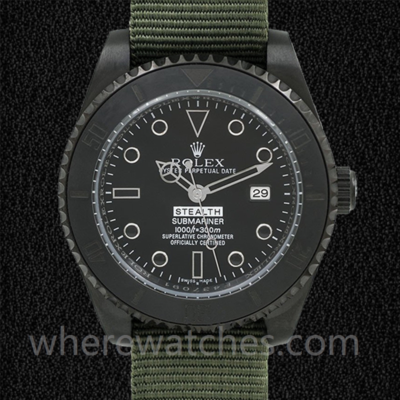 Rolex Submariner Stealth Pour des hommes 40mm Ton noir Cadran noir