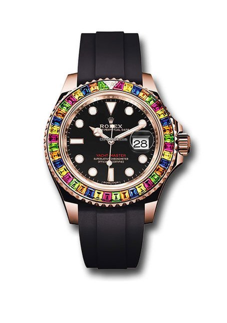 Meilleure Réplique Rolex Yacht-master 40mm Rose Gold Rainbow Gem Set Bezel 116695sats
