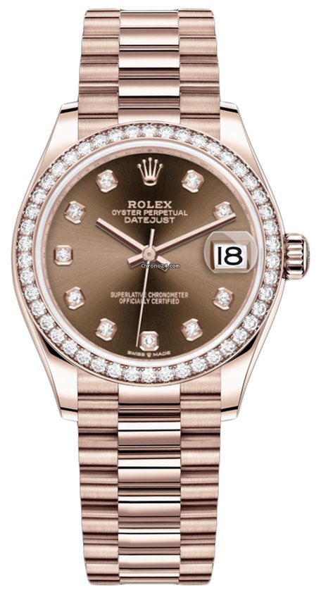 Réplique Rolex Datejust 31mm Everose Gold 278285rbr Chocolate Diamond President