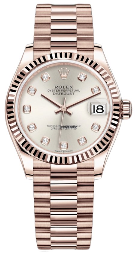 Réplique de Qualité Rolex Datejust 31mm Or Everose 278275 Argent Diamant Président