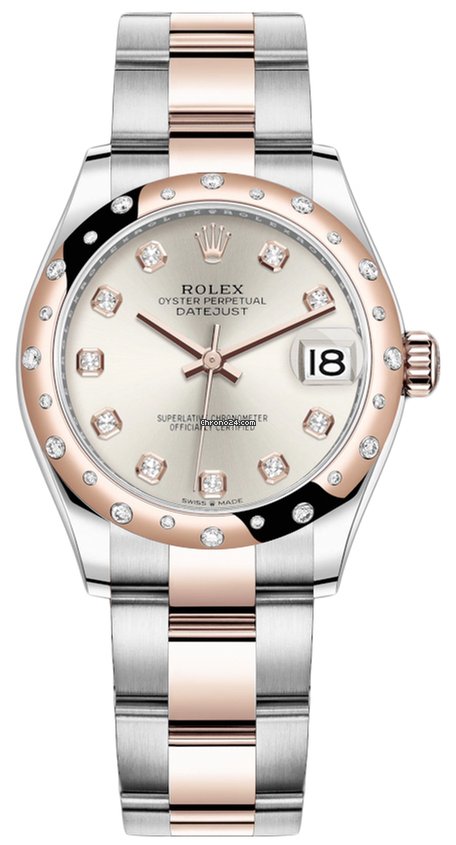 Réplique Rolex Datejust 31 mm en acier inoxydable et or rose 278341rbr Silver Diamond Oyster