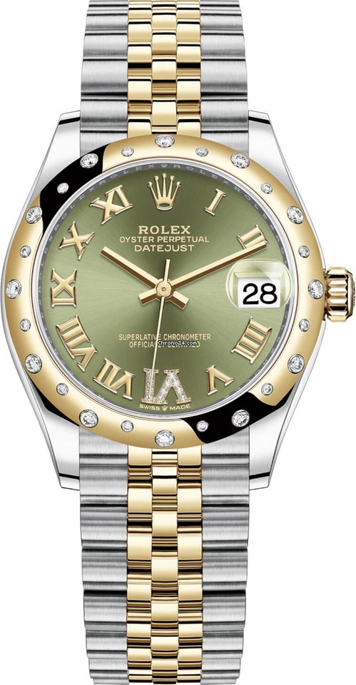 Meilleure réplique Rolex Datejust 31 mm en acier inoxydable et or jaune 278343rbr Verde Vi Roman Jubilee