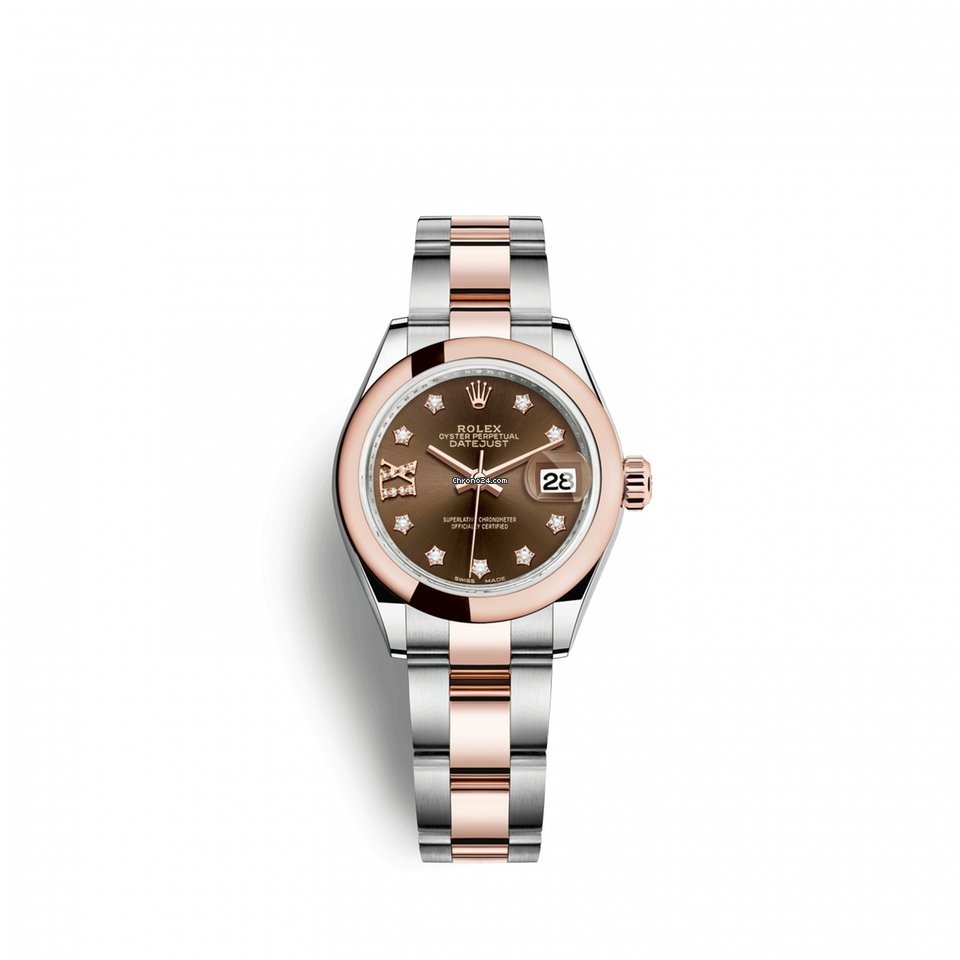 Best Ladies Replica Rolex Lady-datejust 28 28mm Montre en acier inoxydable et or Everose 279161-0004