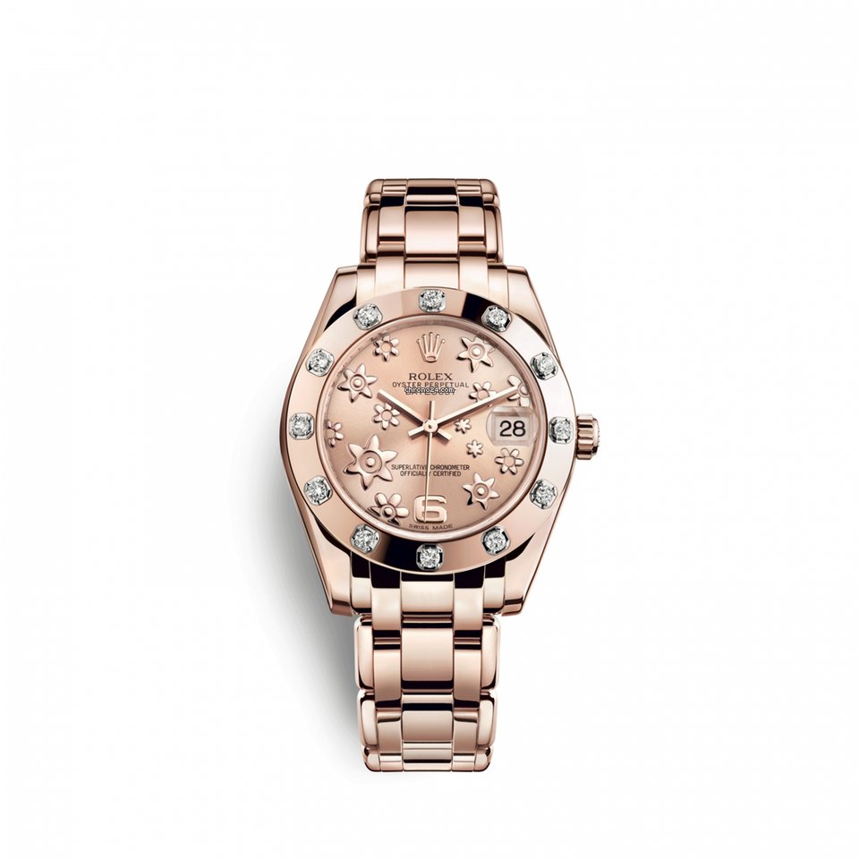 Réplique Rolex Suisse Pearlmaster 34 34mm Everose Gold 81315-0020 Montre de taille moyenne