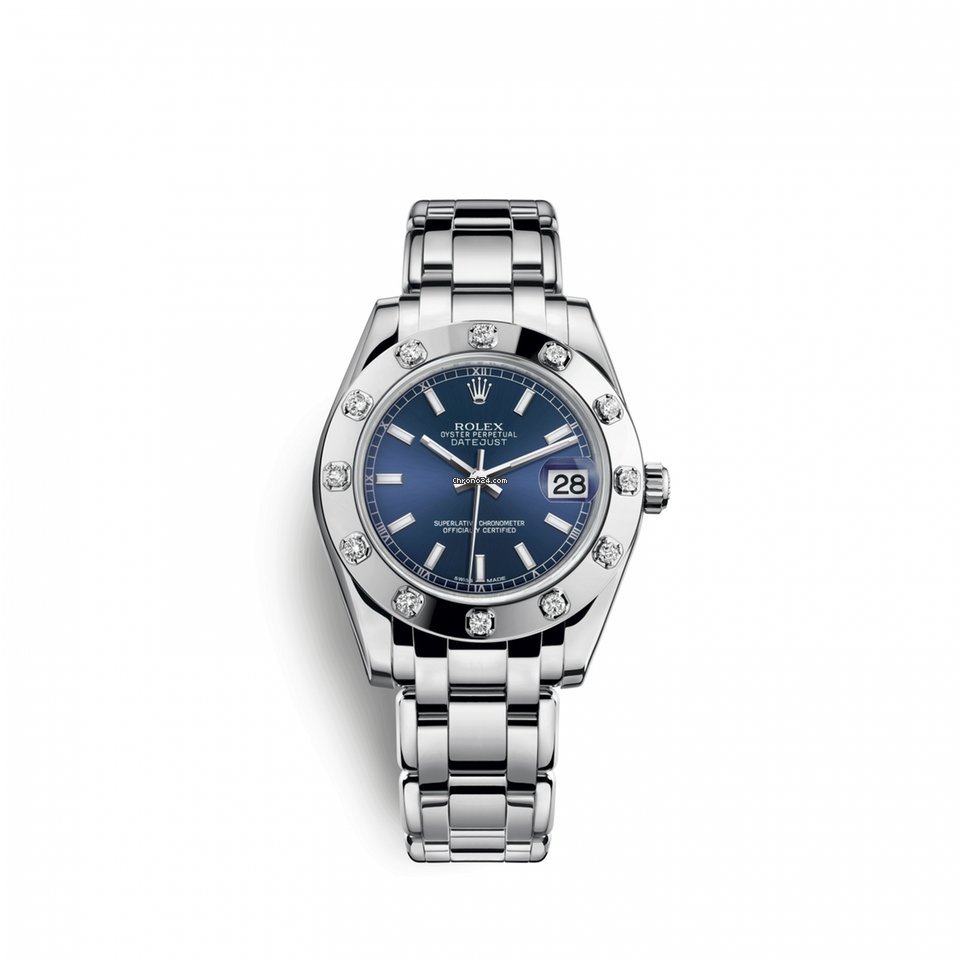 Réplique Rolex Suisse Pearlmaster 34 34 mm Or blanc 18 carats 81319-0029 Montre de taille moyenne