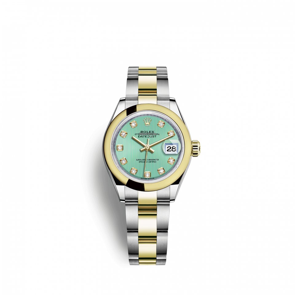 Réplique pas cher montre femme Rolex Lady-datejust 28 28 mm en acier inoxydable et or jaune 18 carats 279163-0016