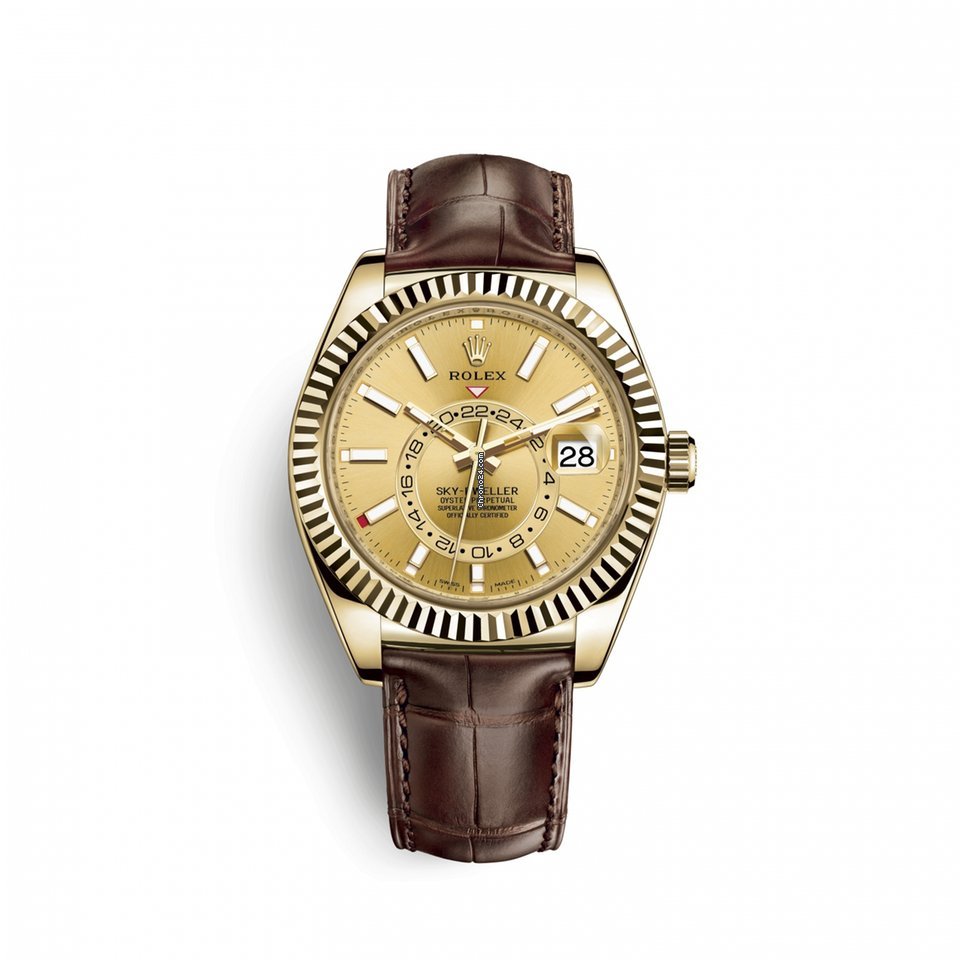 Réplique de luxe Rolex Sky-dweller 42 mm or jaune 18 carats 326138-0006 montre pour homme