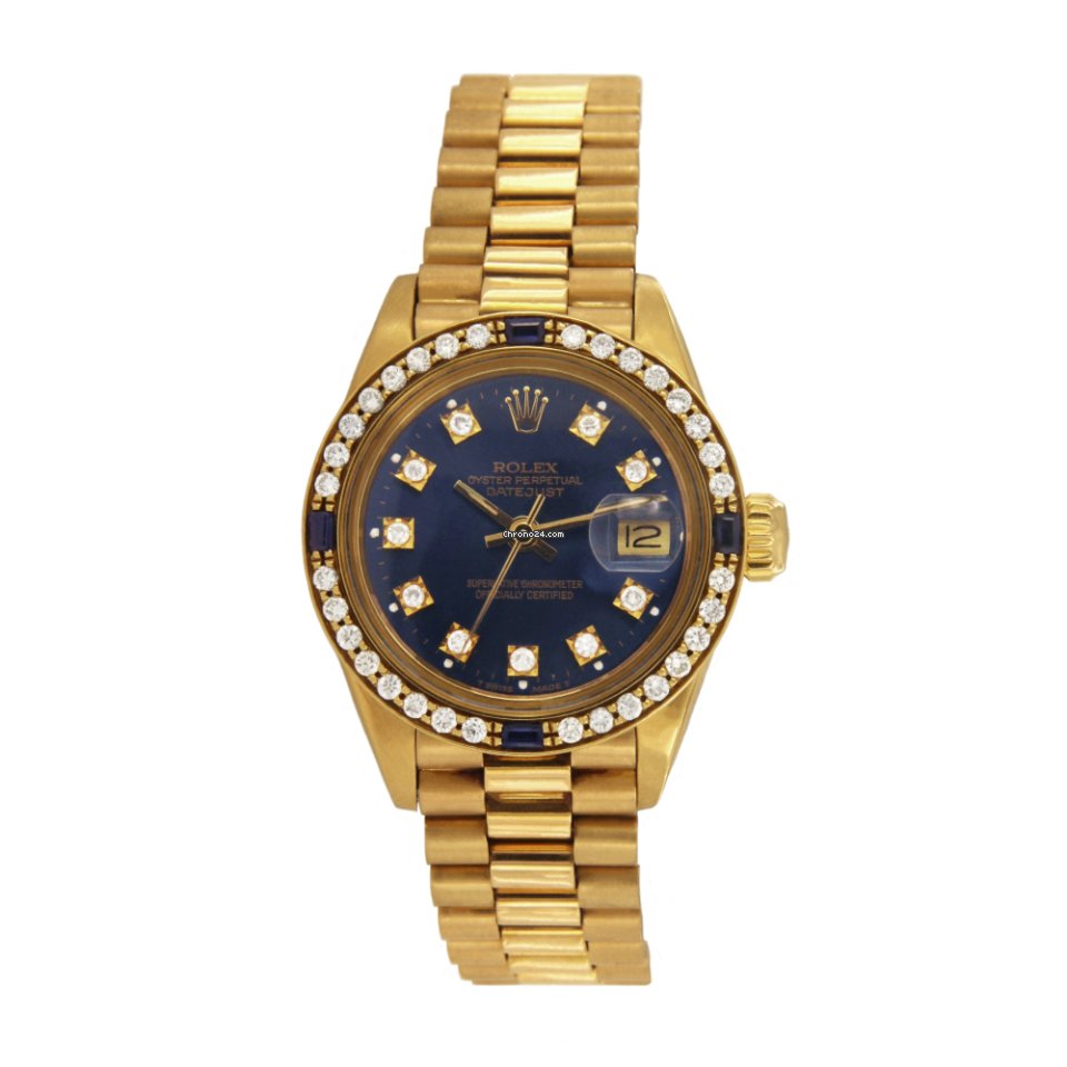 Réplique pas cher Rolex Datejust en or jaune avec lunette en saphir et diamants