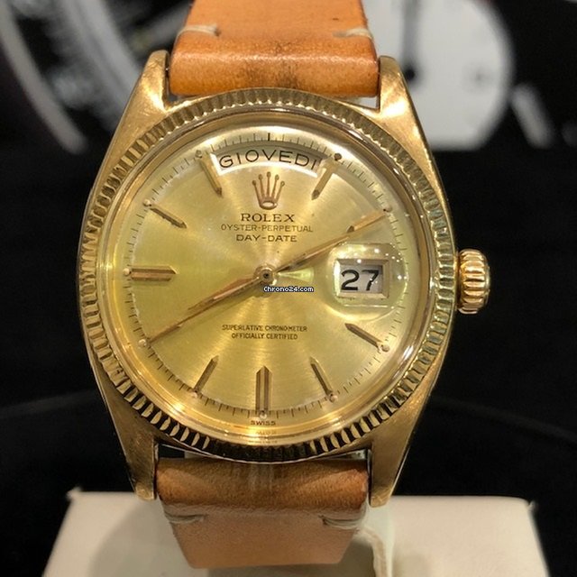 Meilleure réplique Rolex Day-date Ref 6611b cadran citron en or jaune délavé