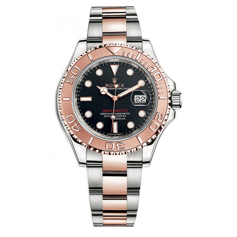 Réplique Rolex Suisse 268621 Yacht-master 37mm cadran noir en acier et or rose