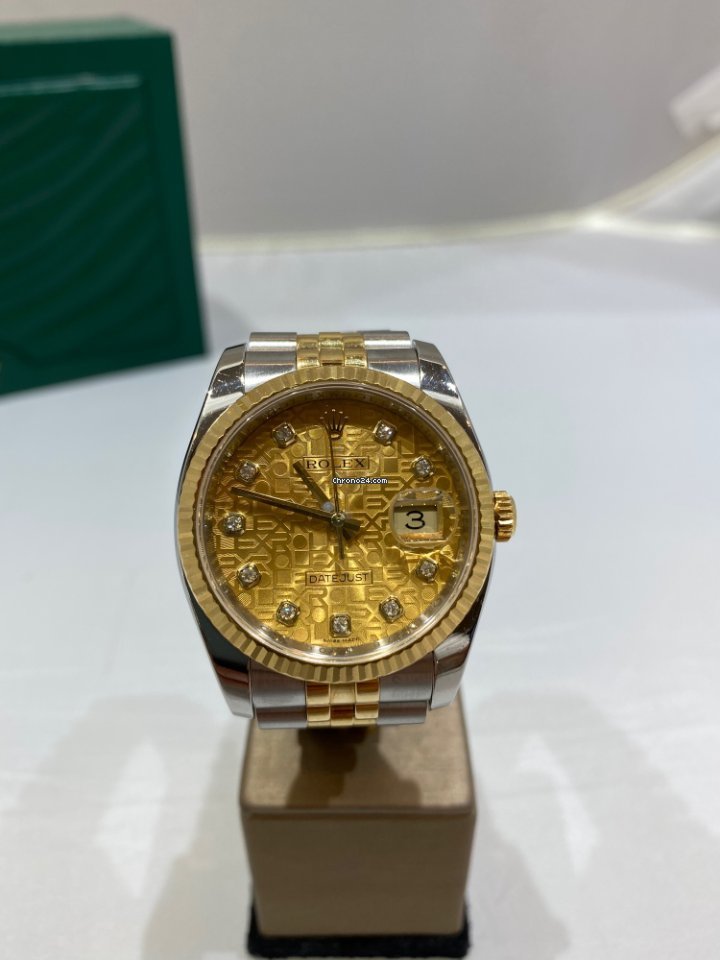 Meilleure réplique Rolex Datejust 36 mm acier or jaune avec cadran diamant B & P2014