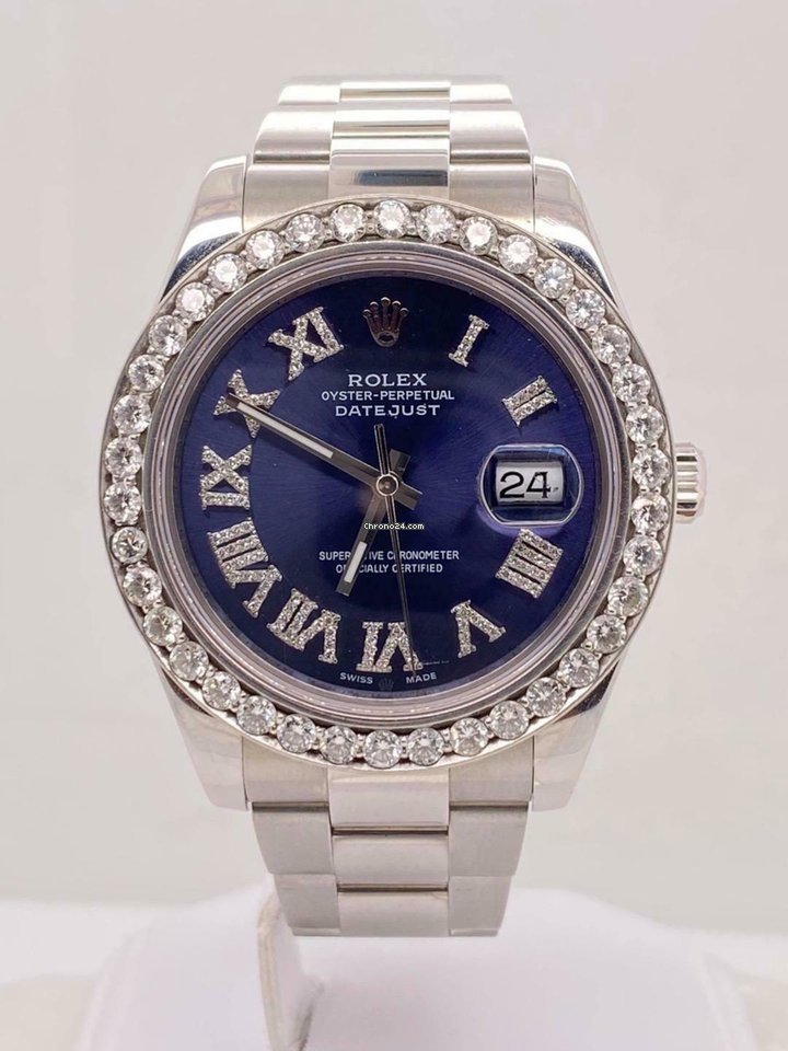 Rolex Datejust Ii 41mm Ref.116300 Cadran en diamant romain avec lunette en acier de 4,5 ct