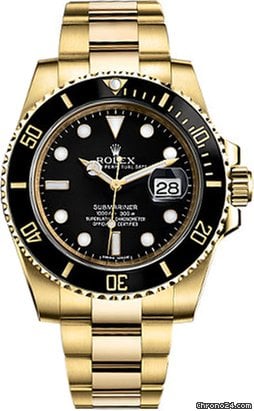 Qualité Réplique Rolex Submariner Date Or Jaune Automatique Cadran Noir 116618ln