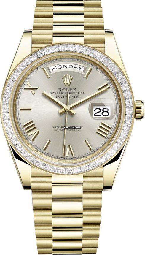 Meilleure réplique Rolex Day-date 40 mm Or jaune 228398tbr Argent romain