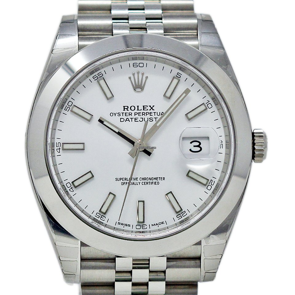Meilleure réplique Rolex New Datejust 41 126300 41 mm Acier Blanc Index 2020 Boîte / carte / 5 ans # rl461